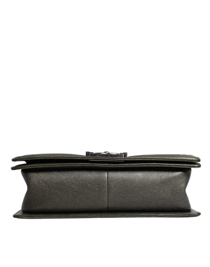 Chanel Dark Green Leather Shoulder Bag Gray Metal Purse Bag - Sandy Store ByNet