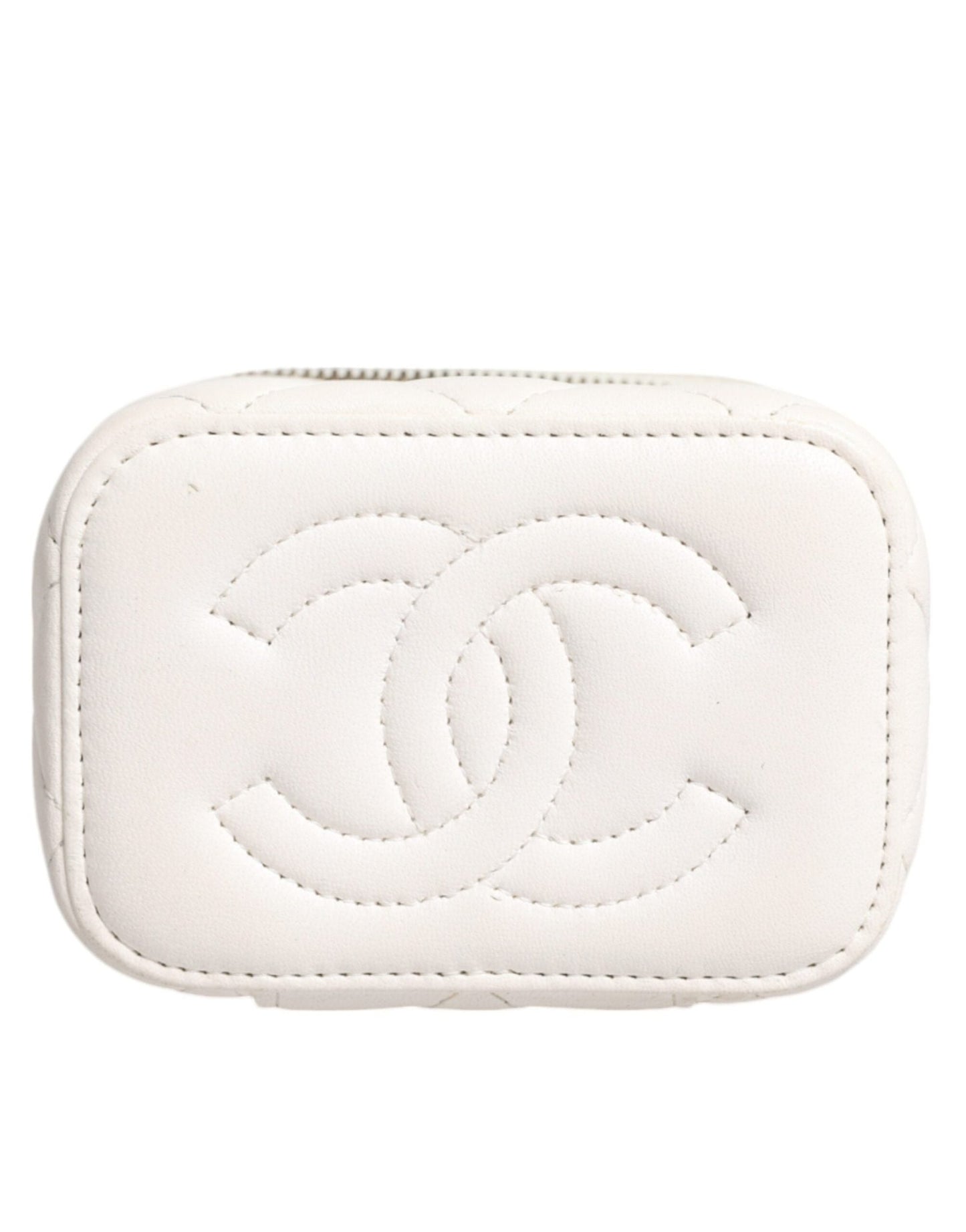 Chanel White Matelasse Lambskin Gold Chain Shoulder Vanity Mirror - Sandy Store ByNet