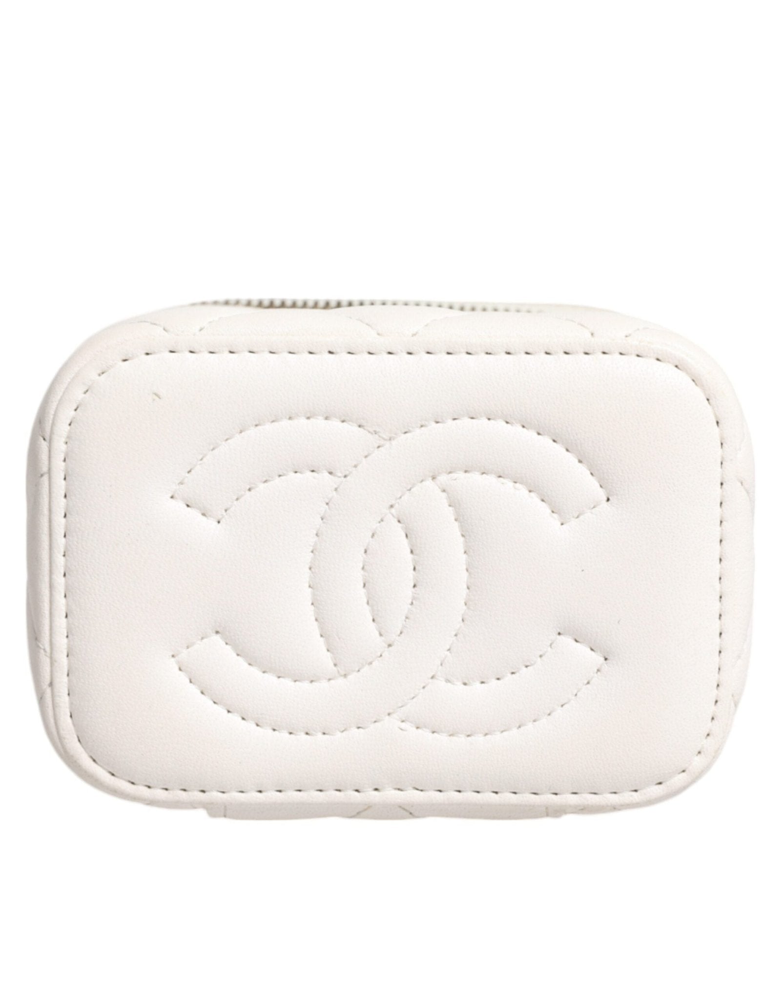 Chanel White Matelasse Lambskin Gold Chain Shoulder Vanity Mirror - Sandy Store ByNet