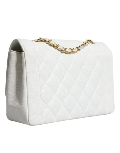 Chanel White Medium Classic DIANA Shoulder Bag Gold Plated Purse - Sandy Store ByNet