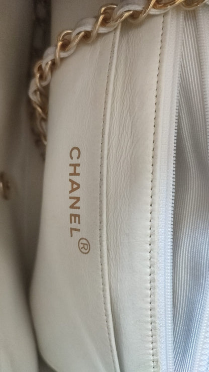 Chanel White Medium Classic DIANA Shoulder Bag Gold Plated Purse - Sandy Store ByNet
