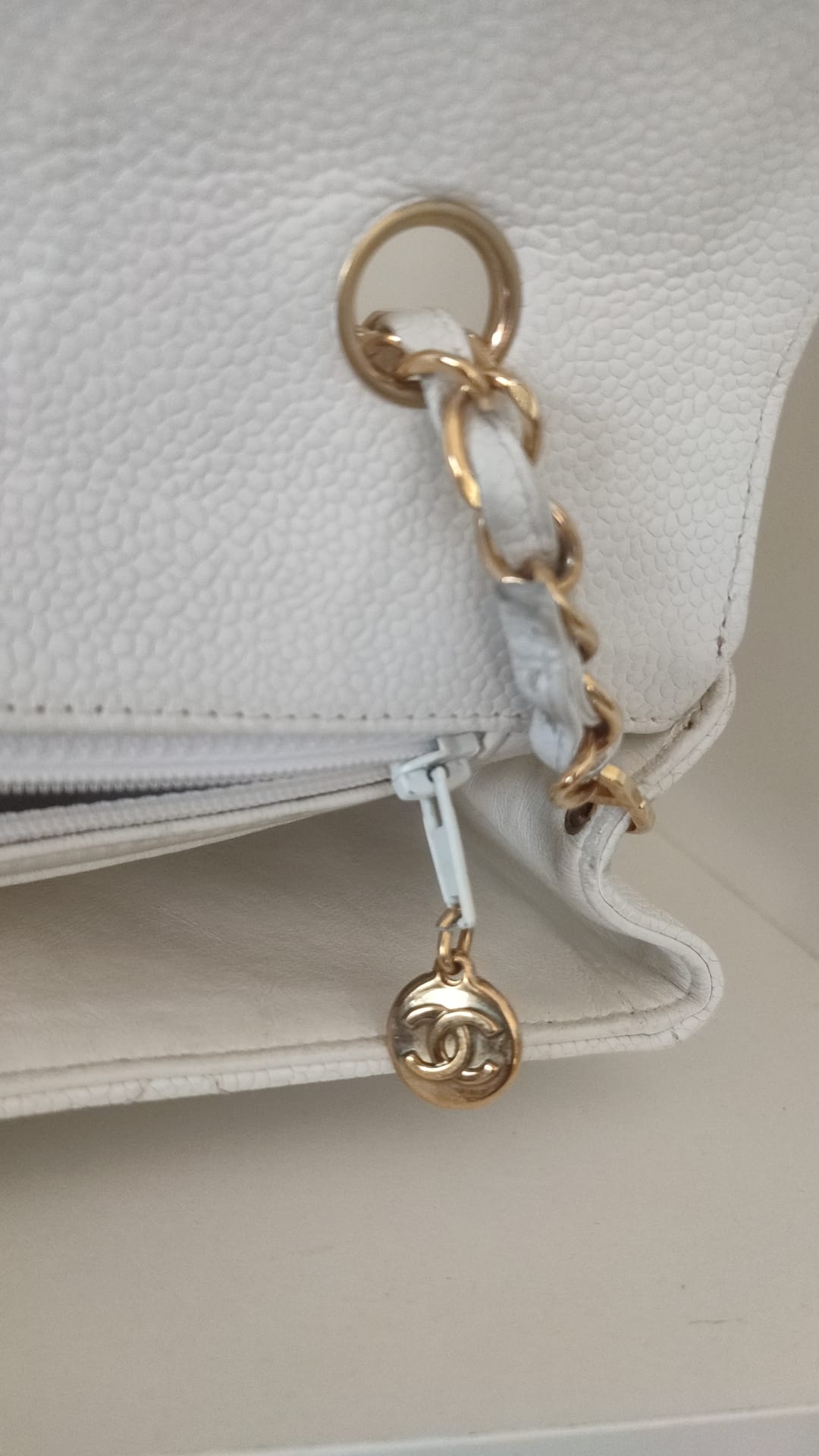 Chanel White Medium Classic DIANA Shoulder Bag Gold Plated Purse - Sandy Store ByNet