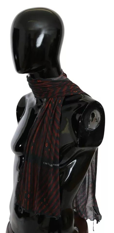Costume National Black Red Viscose Foulard Branded Scarf – par Costume National | Disponible sur Sandy Store ByNet