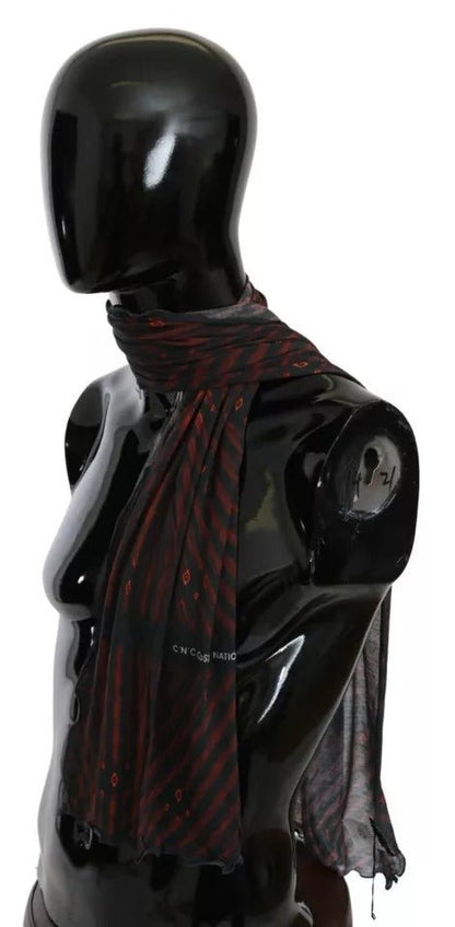 Costume National Black Red Viscose Foulard Branded Scarf – par Costume National | Disponible sur Sandy Store ByNet