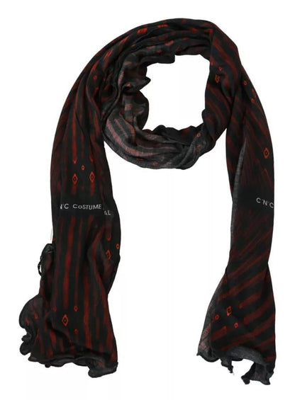 Costume National Black Red Viscose Foulard Branded Scarf – par Costume National | Disponible sur Sandy Store ByNet