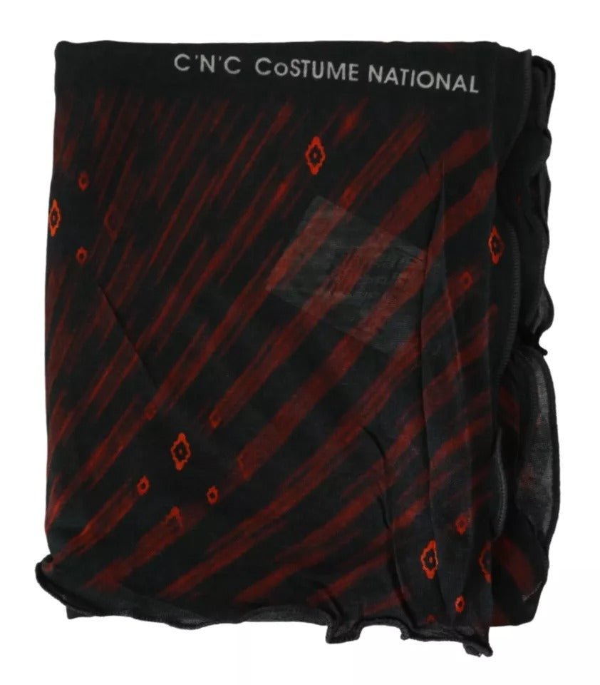 Costume National Black Red Viscose Foulard Branded Scarf – par Costume National | Disponible sur Sandy Store ByNet