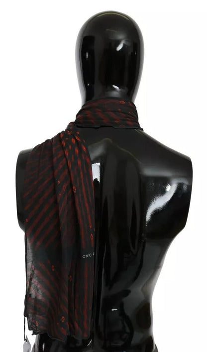 Costume National Black Red Viscose Foulard Branded Scarf – par Costume National | Disponible sur Sandy Store ByNet