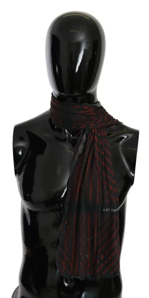 Costume National Black Red Viscose Foulard Branded Scarf – par Costume National | Disponible sur Sandy Store ByNet