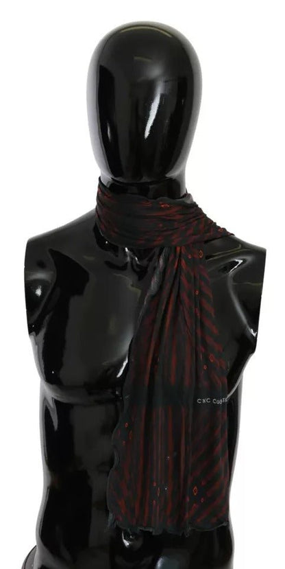 Costume National Black Red Viscose Foulard Branded Scarf – par Costume National | Disponible sur Sandy Store ByNet