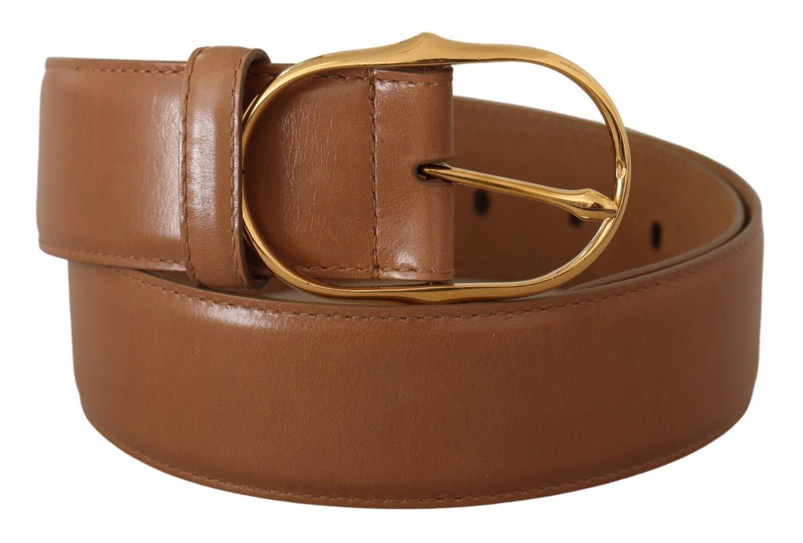 Costume National Brown Leather Gold Metal Oval Buckle Belt – 75 cm / 30 Inches par Costume National | Disponible sur Sandy Store ByNet