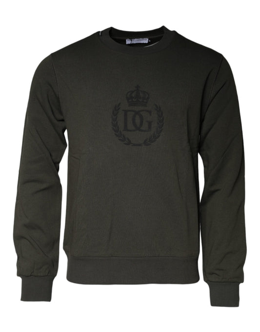 Dolce & Gabbana Army Green Crown Cotton Sweatshirt Sweater – IT48 | M par Dolce & Gabbana | Disponible sur Sandy Store ByNet