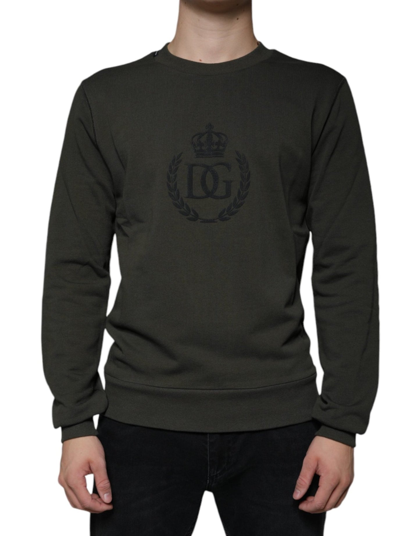 Dolce & Gabbana Army Green DG Crown Crew Neck Pullover Sweater - Sandy Store ByNet