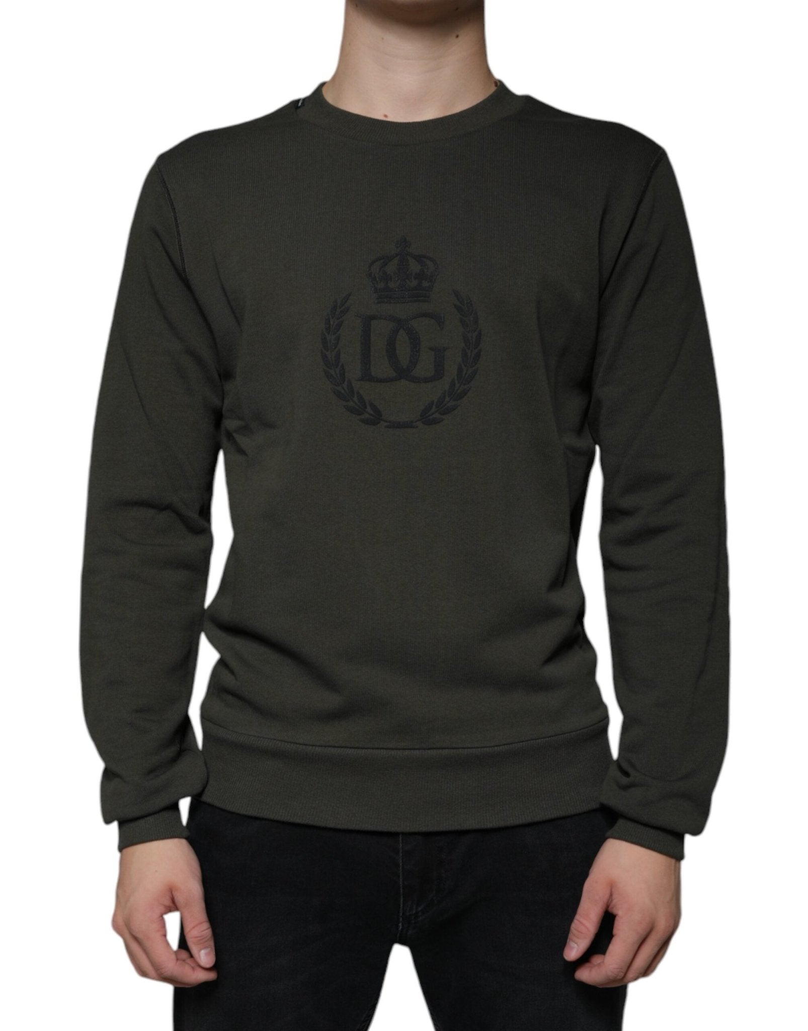 Dolce & Gabbana Army Green DG Crown Crew Neck Pullover Sweater - Sandy Store ByNet