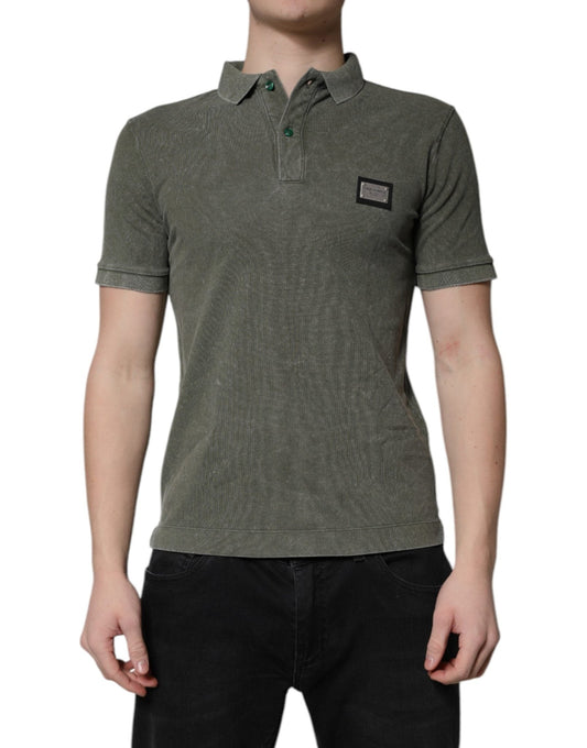Dolce & Gabbana Army Green Logo Plaque Cotton Polo Shirt T-shirt – IT44 | XS par Dolce & Gabbana | Disponible sur Sandy Store ByNet
