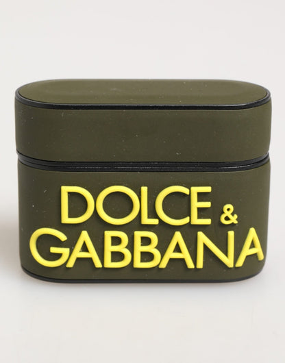 Dolce & Gabbana Army Green Rubber Logo Embossed Accessory Airpods Case – par Dolce & Gabbana | Disponible sur Sandy Store ByNet