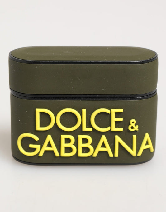 Dolce & Gabbana Army Green Rubber Logo Embossed Accessory Airpods Case – par Dolce & Gabbana | Disponible sur Sandy Store ByNet