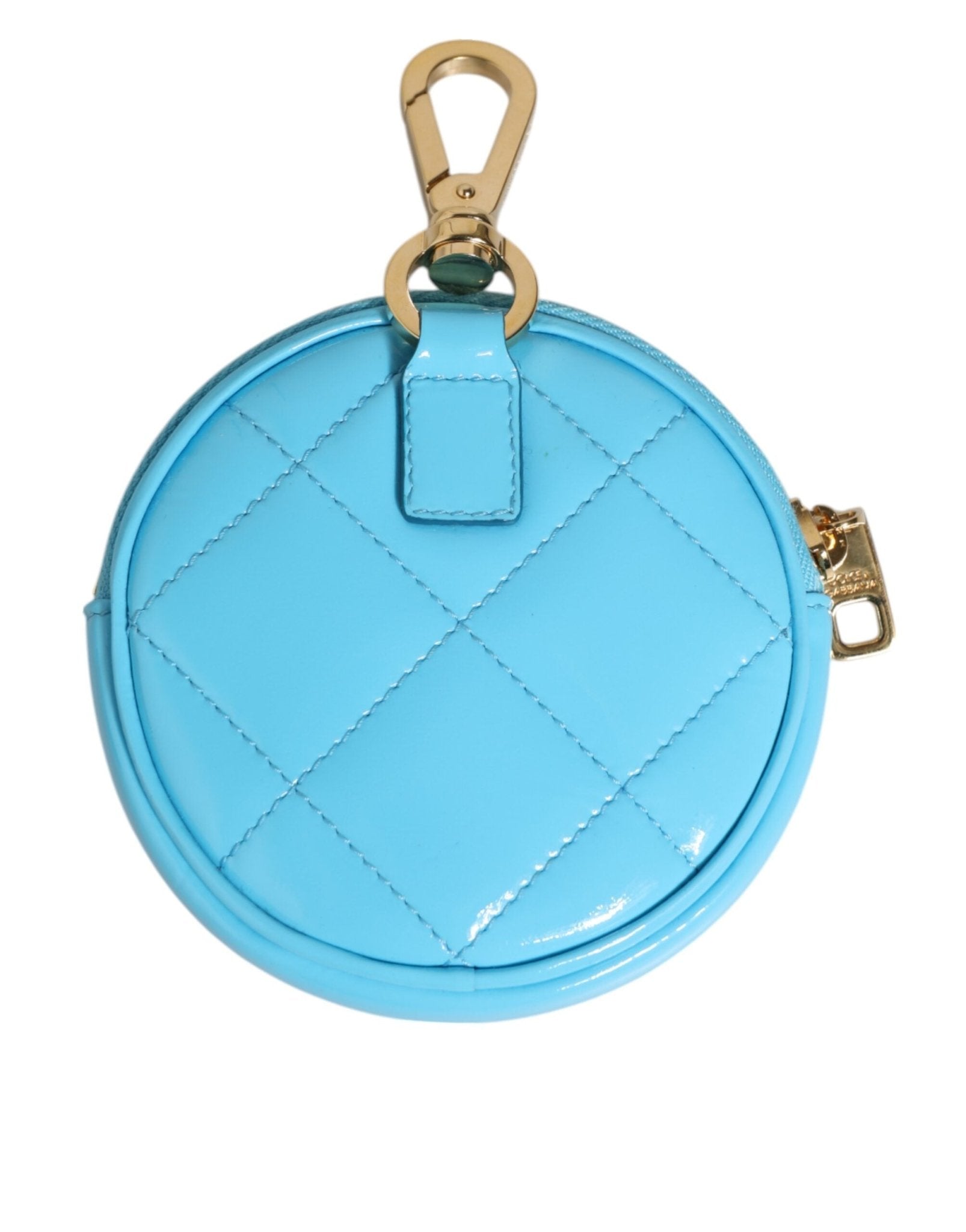 Dolce & Gabbana Azure Blue Leather Round Coin Purse Keychain Crystal Logo Wallet – par Dolce & Gabbana | Disponible sur Sandy Store ByNet