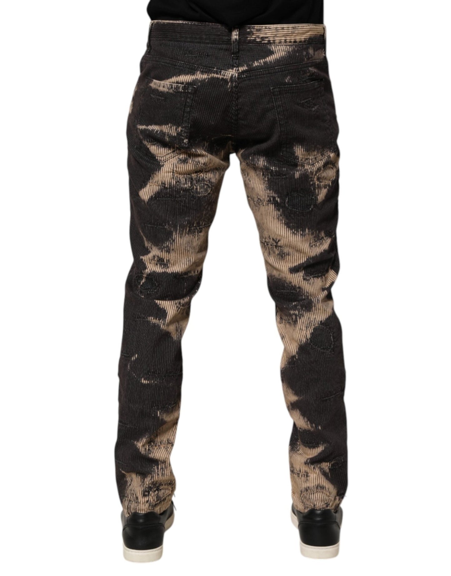 Dolce & Gabbana Beige Black Corduroy Tie - Dye Cotton Blend Pants – IT50 | L par Dolce & Gabbana | Disponible sur Sandy Store ByNet