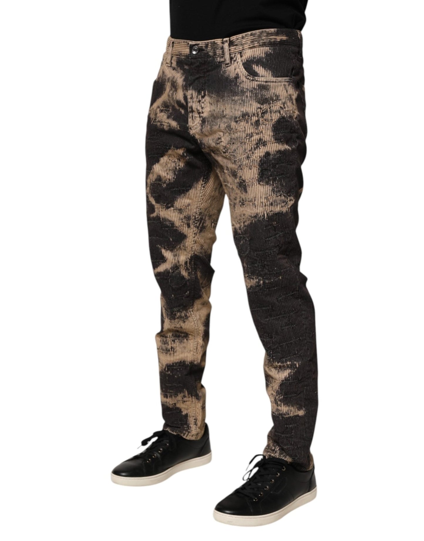 Dolce & Gabbana Beige Black Corduroy Tie - Dye Cotton Blend Pants – IT50 | L par Dolce & Gabbana | Disponible sur Sandy Store ByNet