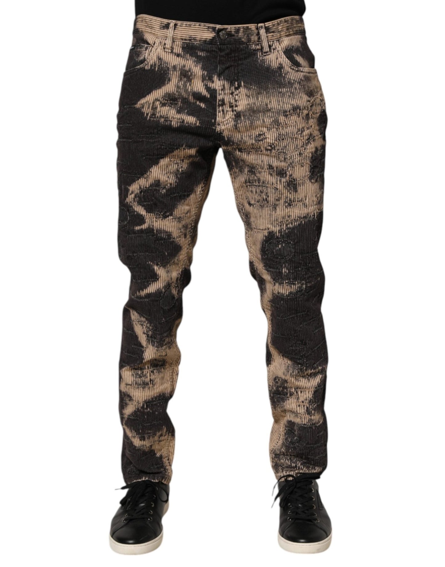 Dolce & Gabbana Beige Black Corduroy Tie - Dye Cotton Blend Pants – IT50 | L par Dolce & Gabbana | Disponible sur Sandy Store ByNet