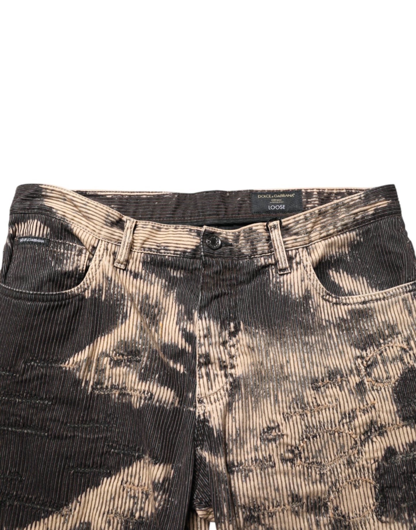 Dolce & Gabbana Beige Black Corduroy Tie - Dye Cotton Blend Pants – IT50 | L par Dolce & Gabbana | Disponible sur Sandy Store ByNet