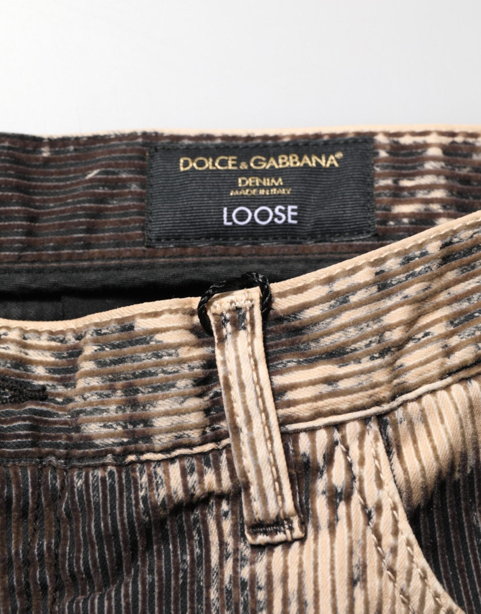 Dolce & Gabbana Beige Black Corduroy Tie - Dye Cotton Blend Pants – IT50 | L par Dolce & Gabbana | Disponible sur Sandy Store ByNet