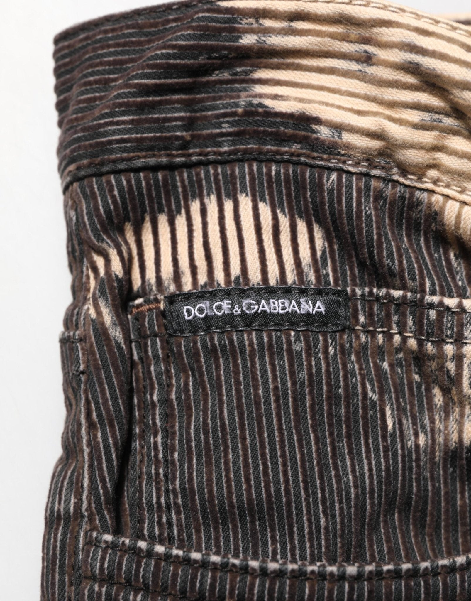 Dolce & Gabbana Beige Black Corduroy Tie - Dye Cotton Blend Pants – IT50 | L par Dolce & Gabbana | Disponible sur Sandy Store ByNet