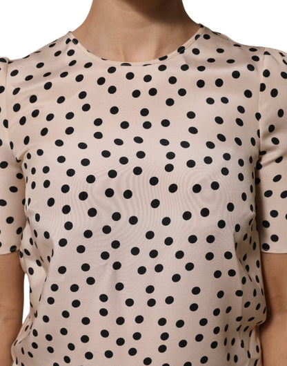 Dolce & Gabbana Beige Black Polka Dot Silk Short Sleeve Blouse Top – IT40|S par Dolce & Gabbana | Disponible sur Sandy Store ByNet