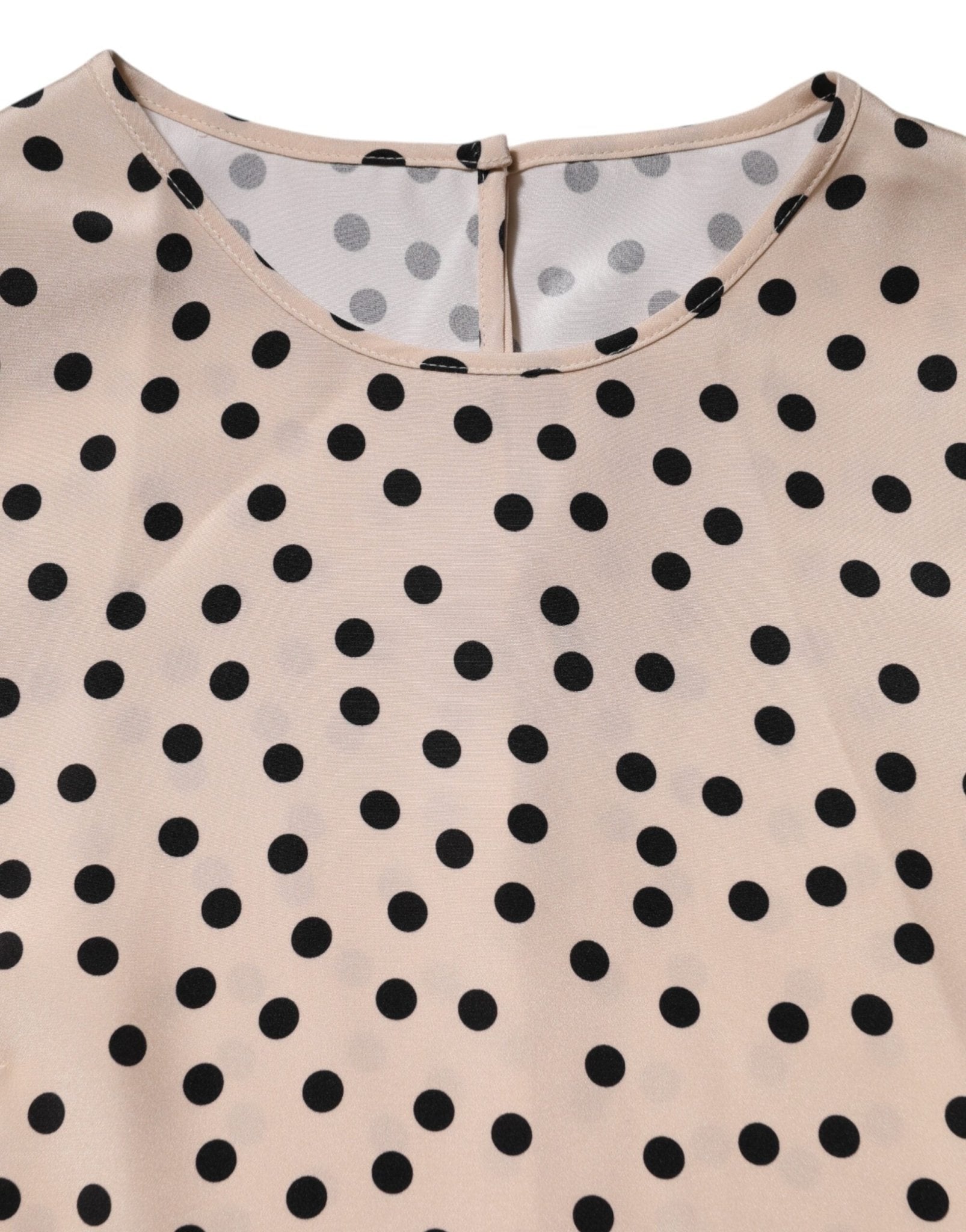 Dolce & Gabbana Beige Black Polka Dot Silk Short Sleeve Blouse Top – IT40|S par Dolce & Gabbana | Disponible sur Sandy Store ByNet
