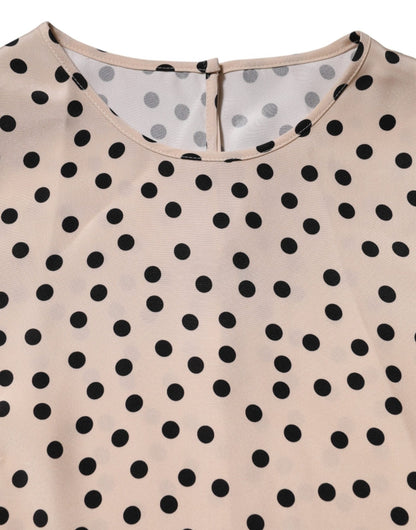 Dolce & Gabbana Beige Black Polka Dot Silk Short Sleeve Blouse Top – IT40|S par Dolce & Gabbana | Disponible sur Sandy Store ByNet