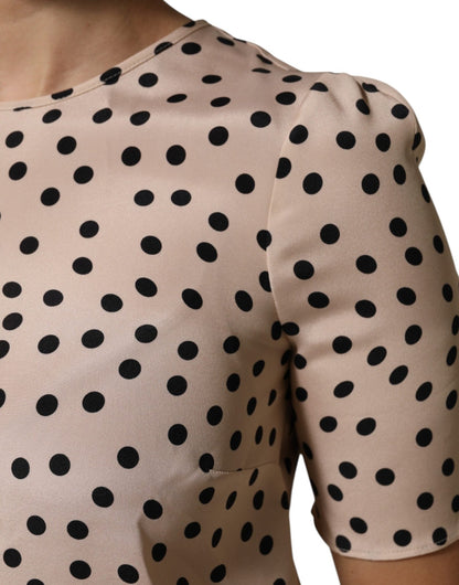 Dolce & Gabbana Beige Black Polka Dot Silk Short Sleeve Blouse Top – IT40|S par Dolce & Gabbana | Disponible sur Sandy Store ByNet
