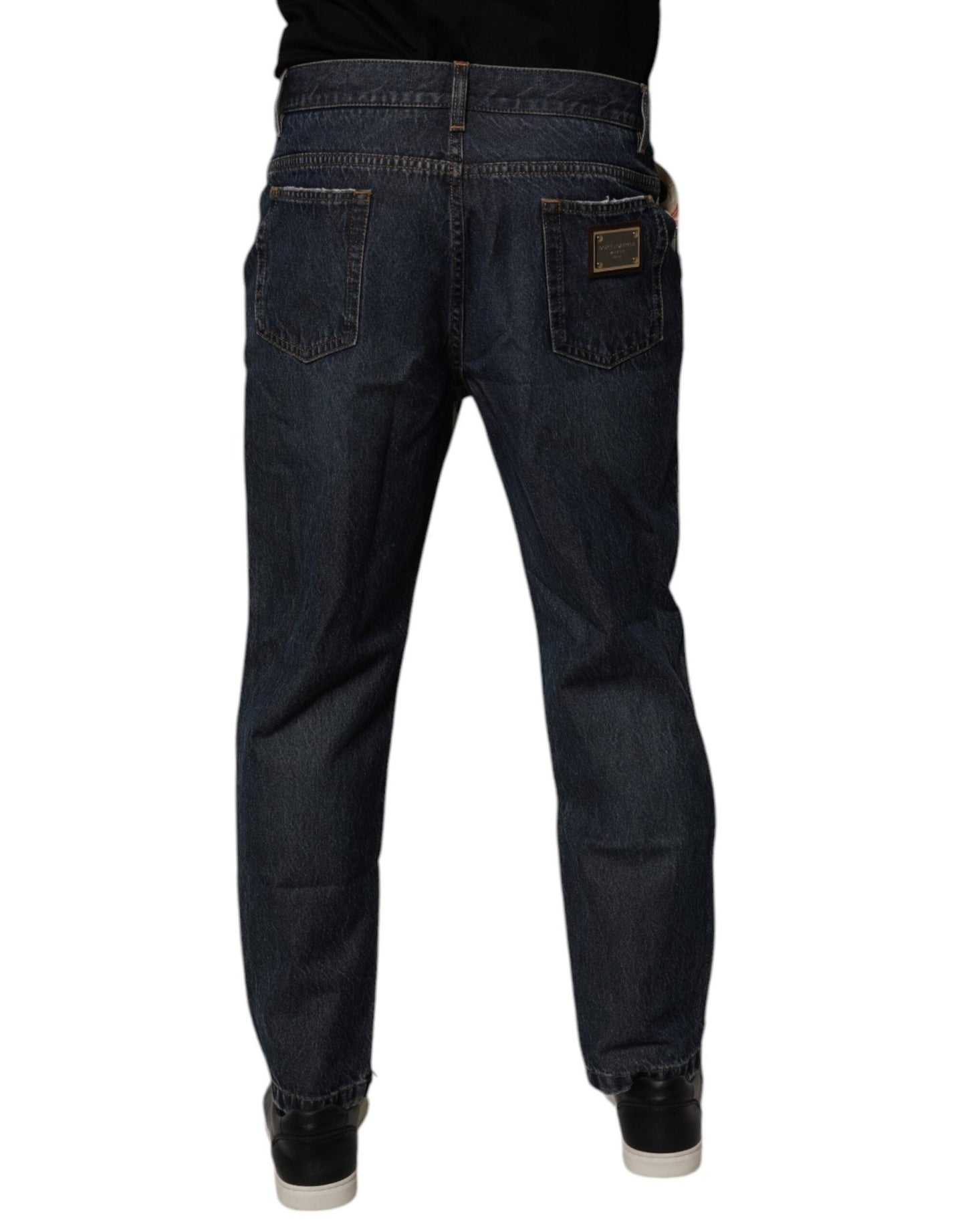 Dolce & Gabbana Beige Blue Floral Cotton Men Denim Jeans - Sandy Store ByNet