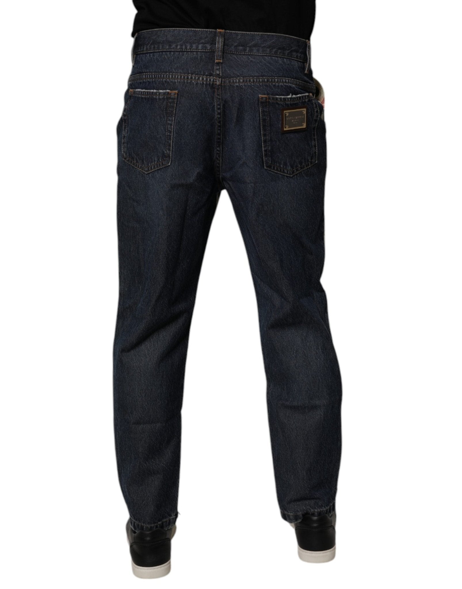 Dolce & Gabbana Beige Blue Floral Cotton Men Denim Jeans - Sandy Store ByNet