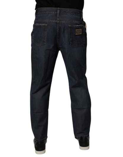 Dolce & Gabbana Beige Blue Floral Cotton Men Denim Jeans - Sandy Store ByNet