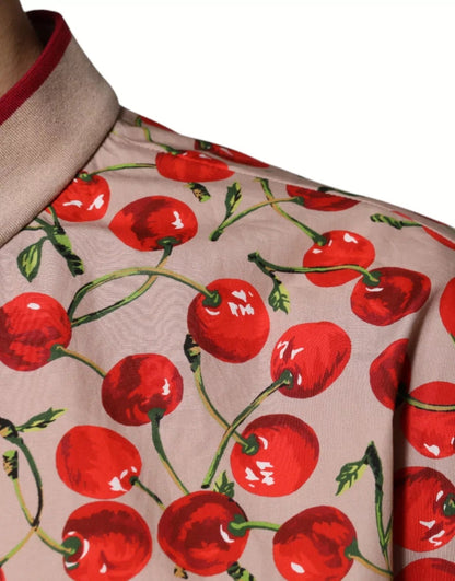 Dolce & Gabbana Beige Cherry Nylon Buttoned Casual Shirt – IT54 | XL par Dolce & Gabbana | Disponible sur Sandy Store ByNet