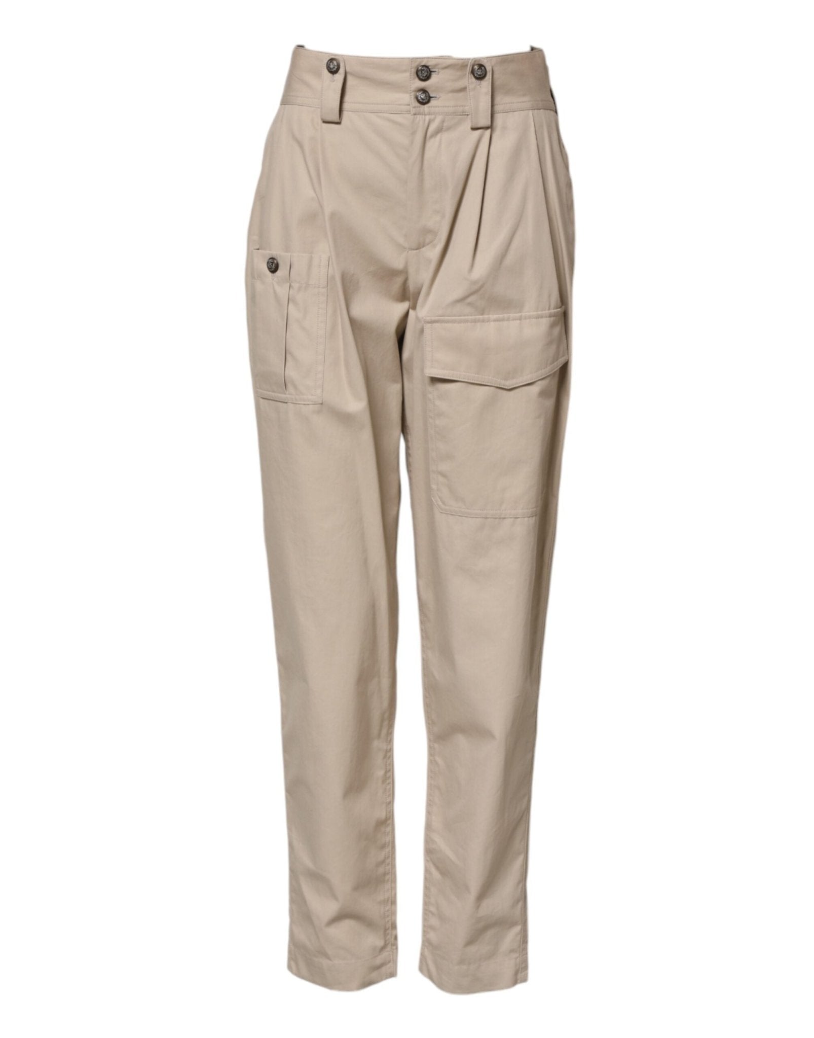 Dolce & Gabbana Beige Cotton High Waisted Pants – IT36|XXS par Dolce & Gabbana | Disponible sur Sandy Store ByNet