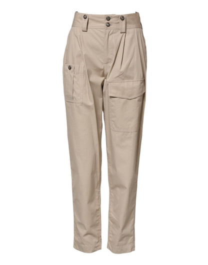 Dolce & Gabbana Beige Cotton High Waisted Pants – IT36|XXS par Dolce & Gabbana | Disponible sur Sandy Store ByNet