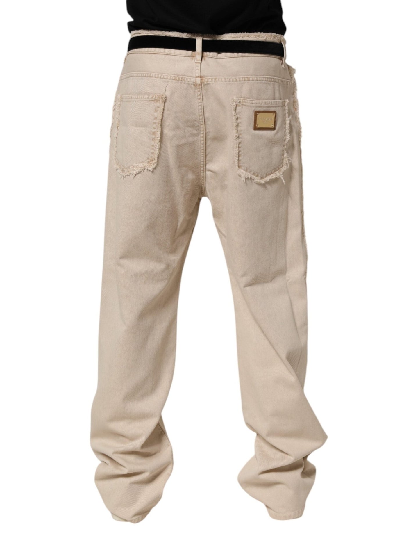Dolce & Gabbana Beige Cotton Straight Denim Trouser Jeans – IT52 | XL par Dolce & Gabbana | Disponible sur Sandy Store ByNet