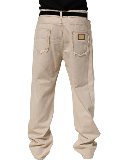 Dolce & Gabbana Beige Cotton Straight Denim Trouser Jeans – IT52 | XL par Dolce & Gabbana | Disponible sur Sandy Store ByNet