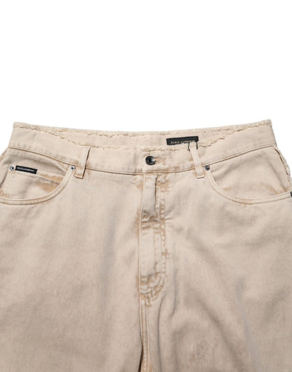 Dolce & Gabbana Beige Cotton Straight Denim Trouser Jeans – IT52 | XL par Dolce & Gabbana | Disponible sur Sandy Store ByNet