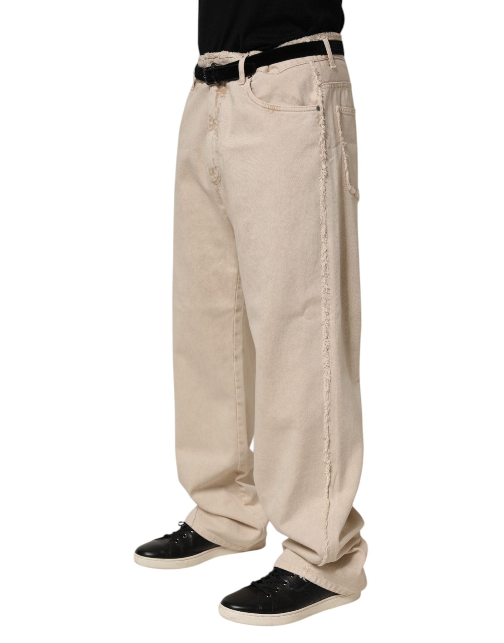 Dolce & Gabbana Beige Cotton Straight Denim Trouser Jeans – IT52 | XL par Dolce & Gabbana | Disponible sur Sandy Store ByNet