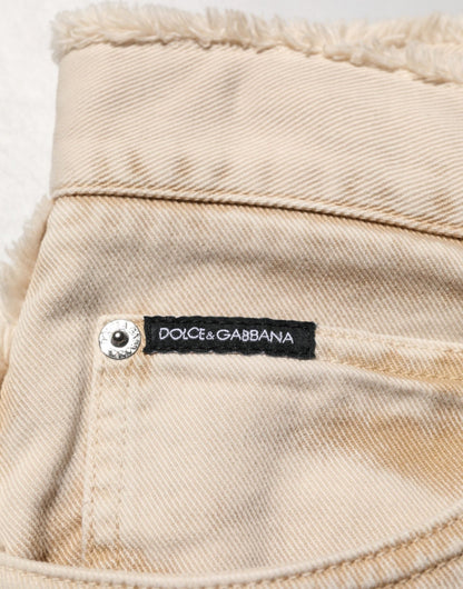 Dolce & Gabbana Beige Cotton Straight Denim Trouser Jeans – IT52 | XL par Dolce & Gabbana | Disponible sur Sandy Store ByNet