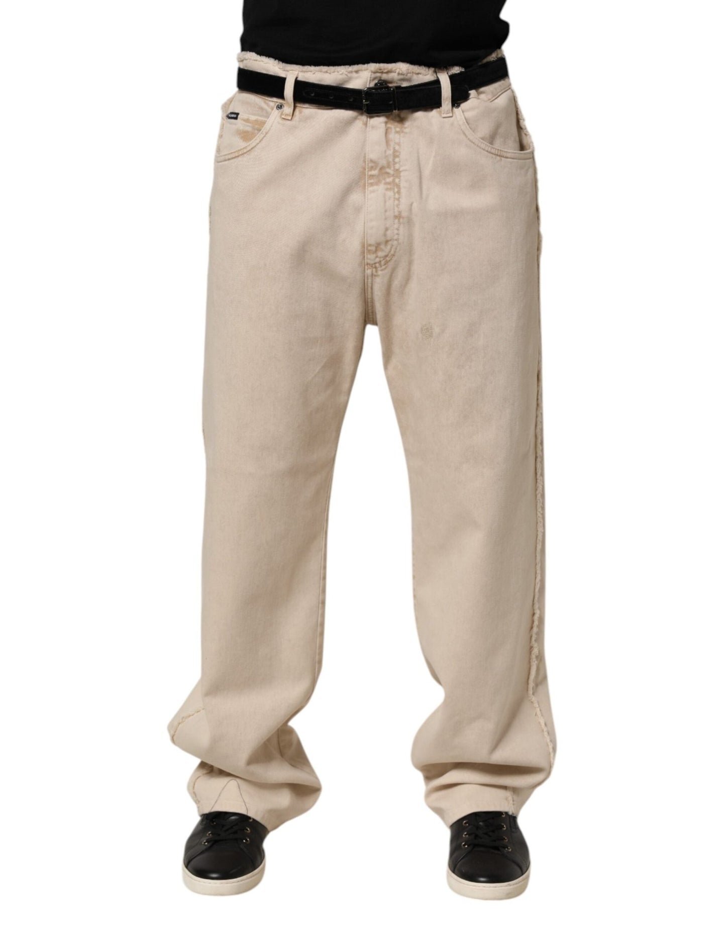 Dolce & Gabbana Beige Cotton Straight Denim Trouser Jeans – IT52 | XL par Dolce & Gabbana | Disponible sur Sandy Store ByNet