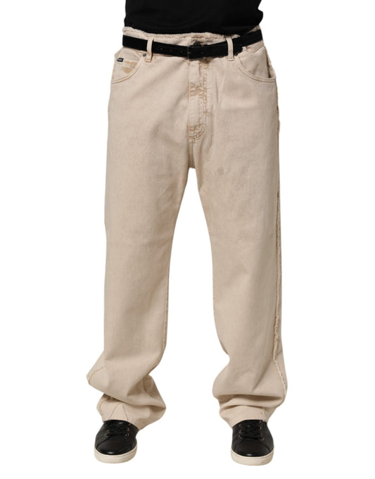 Dolce & Gabbana Beige Cotton Straight Denim Trouser Jeans – IT52 | XL par Dolce & Gabbana | Disponible sur Sandy Store ByNet