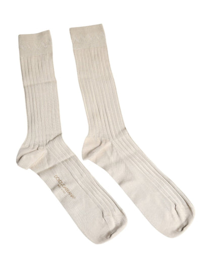 Dolce & Gabbana Beige Cotton Stretch Logo Mid Calf Socks – L par Dolce & Gabbana | Disponible sur Sandy Store ByNet