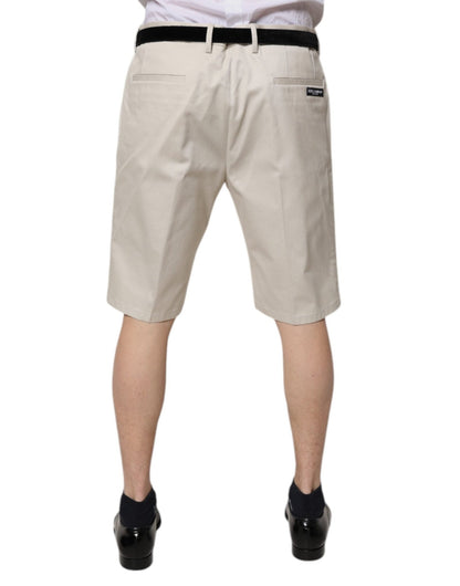 Dolce & Gabbana Beige Cotton Stretch Mid Waist Bermuda Shorts - Sandy Store ByNet