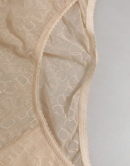 Dolce & Gabbana Beige DG Logo Lace Mid Waist Panty Underwear – IT2 | S par Dolce & Gabbana | Disponible sur Sandy Store ByNet