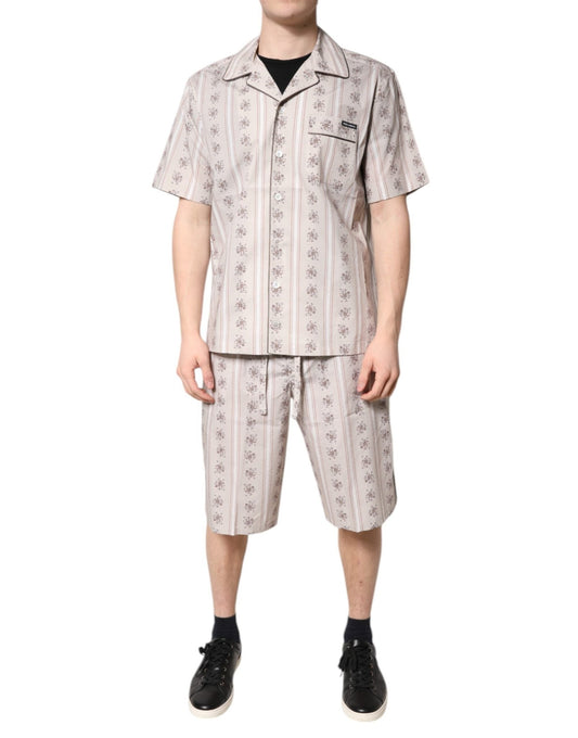 Dolce & Gabbana Beige Floral Print Cotton Men Pajama Set Sleepwear – IT38 | XS par Dolce & Gabbana | Disponible sur Sandy Store ByNet
