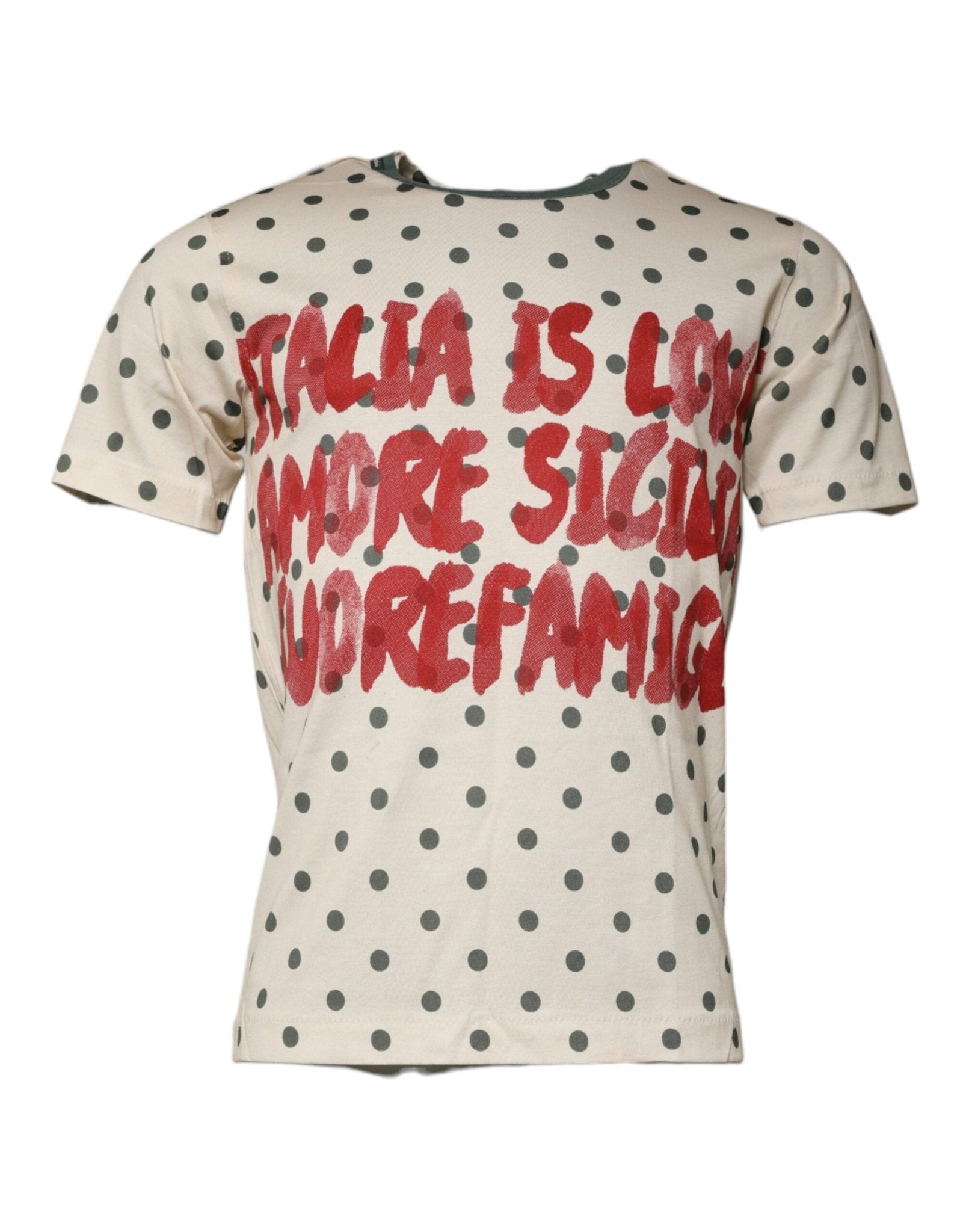 Dolce & Gabbana Beige Graphic Print Polka Dot Cotton T-shirt – IT44 | XS par Dolce & Gabbana | Disponible sur Sandy Store ByNet