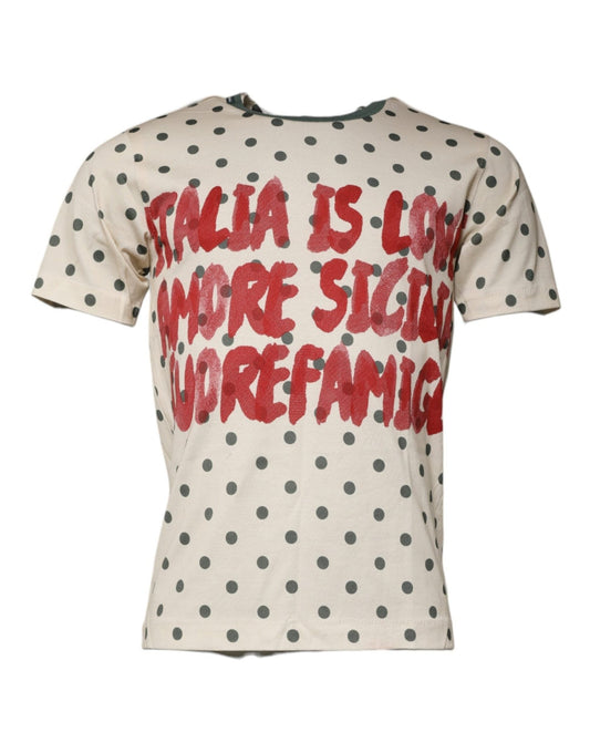 Dolce & Gabbana Beige Graphic Print Polka Dot Cotton T-shirt – IT44 | XS par Dolce & Gabbana | Disponible sur Sandy Store ByNet